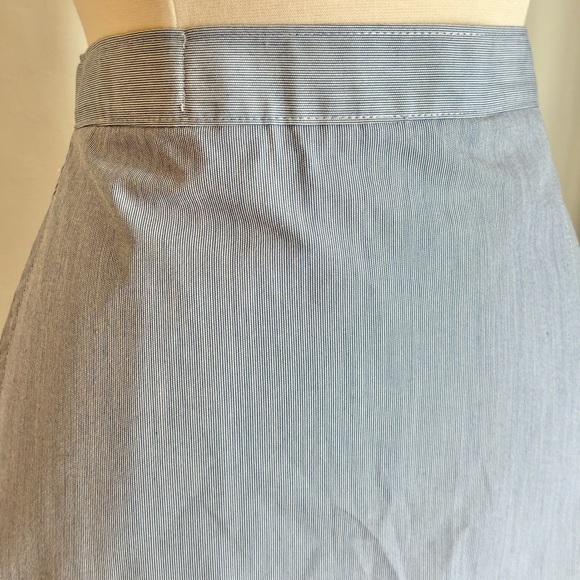 Lands End Kids Blue White Striped A-Line Adjustable Waist Lined Skirt, 12 Girls - Picture 3 of 8